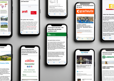 Verschiedene Smartphones mit Newslettern